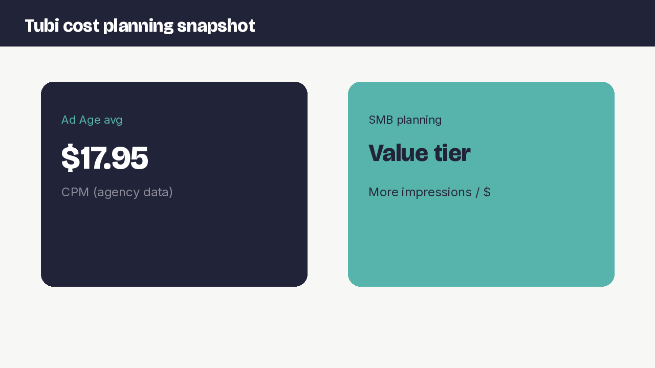 Tubi advertising CPM planning snapshot